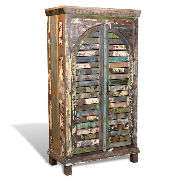 vidaXL Bookshelf Multicolor Reclaimed solid wood with iron handles Medium