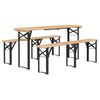 vidaXL Beer Table Set Dark Green, Natural Wood Chinese Fir Wood, Metal