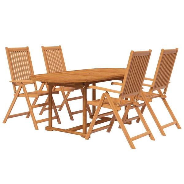 vidaXL Garden Dining Set Natural Wood Solid Acacia Wood 5 Piece Set