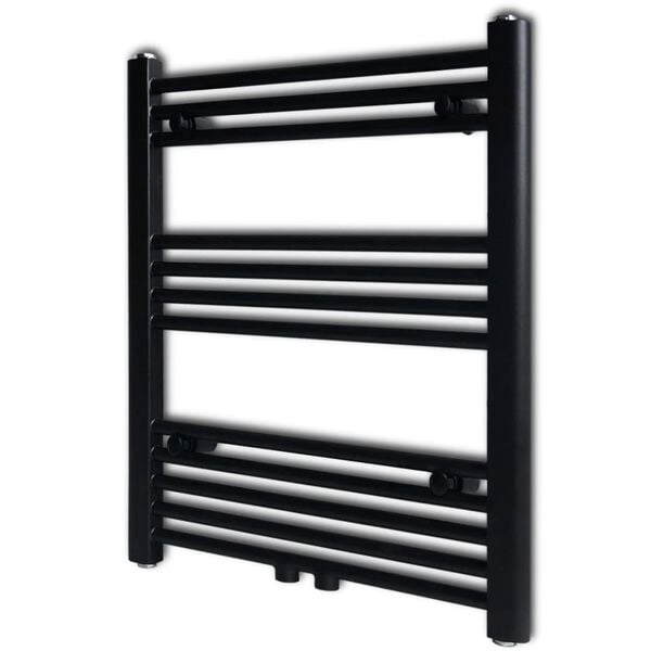vidaXL Black Bathroom Central Heating Towel Rail Radiator Straight 23.62 x 30.08"