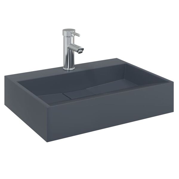 vidaXL Wash Basin 19.7x15.0x4.3" Mineral Cast/Marble Cast Anthracite