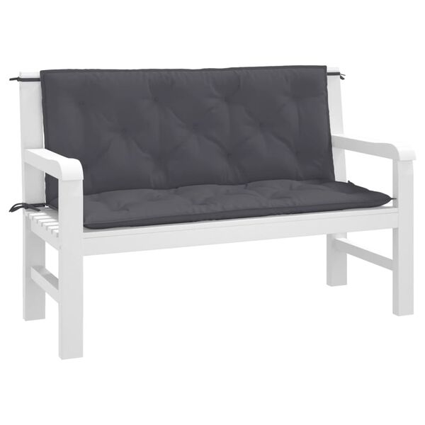 vidaXL Patio Bench Cushions 2pcs Anthracite 120x50x2.8 " Oxford Fabric