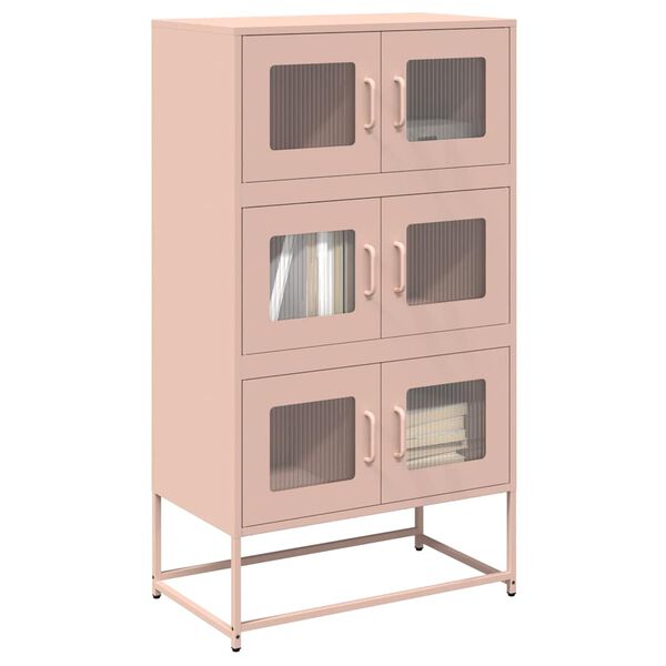 vidaXL Highboard Pink Cold-rolled steel Tall Highboard Rectangular