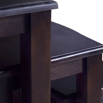 vidaXL Side Tables 3 pcs Light Black Coffee Solid Mahogany Wood
