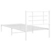 vidaXL Bed Frame White Powder-Coated Steel Twin Bed Frame Rectangular
