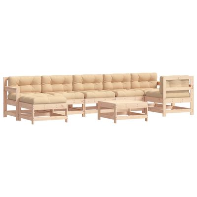 vidaXL 8 Piece Patio Lounge Set with Cushions Solid Wood