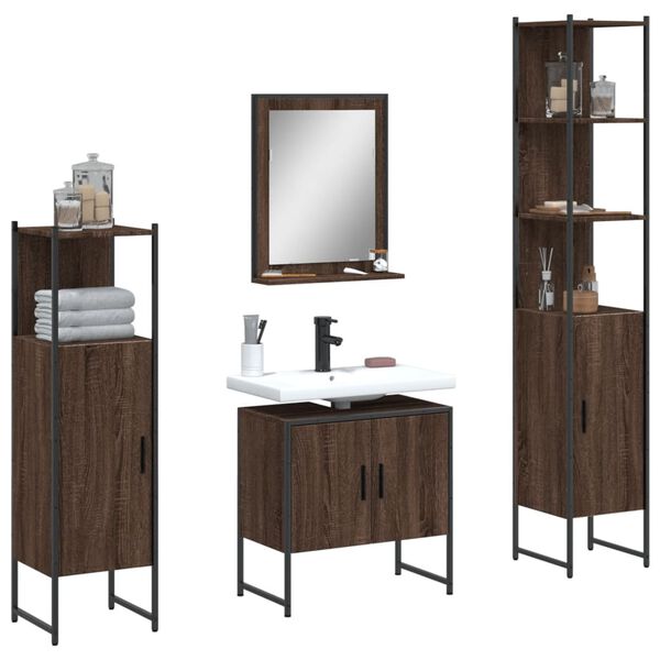 vidaXL Bathroom Cabinet Set Brown Oak