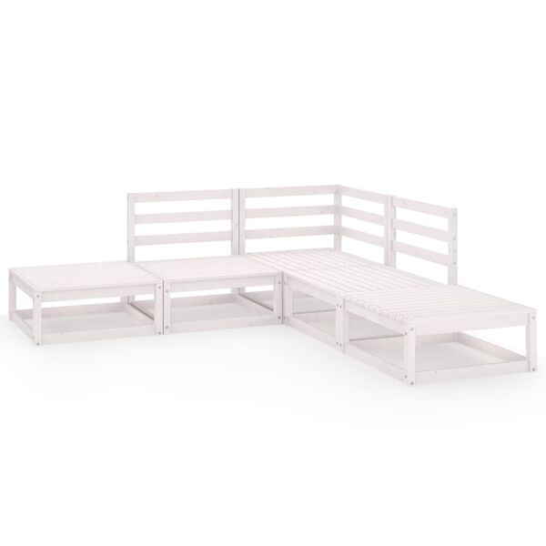 vidaXL Garden Lounge Set White Solid Pine Wood Large Modular