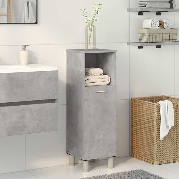 vidaXL Bathroom Cabinet Concrete Grey Engineered Wood 11.8x11.8x37.4 in