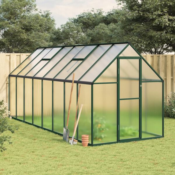 vidaXL Greenhouse Green and transparent Aluminum and polycarbonate Large