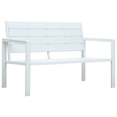 vidaXL Patio Bench 47.2" HDPE White Wood Look