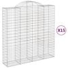 vidaXL Arched Gabion Baskets 15 pcs 78.7x19.7x200/220" Galvanised Iron