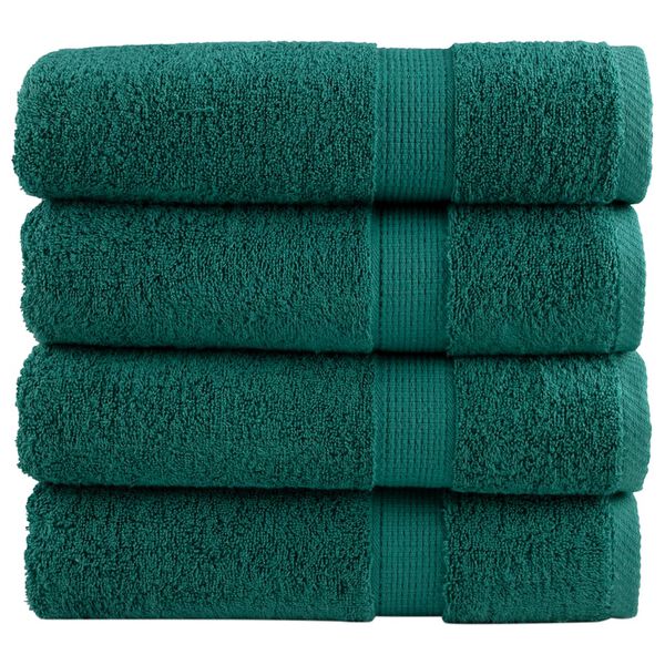 vidaXL Bath Towel Set of 4 Green 100% Cotton 39.4 x 59.1 in Bath Towel