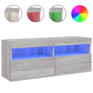 vidaXL TV Wall Stand with LED Lights Gray Sonoma 39.4"x11.8"x15.7"