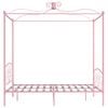 vidaXL Bed Frame Pink Metal, Plywood Double Classic/Traditional