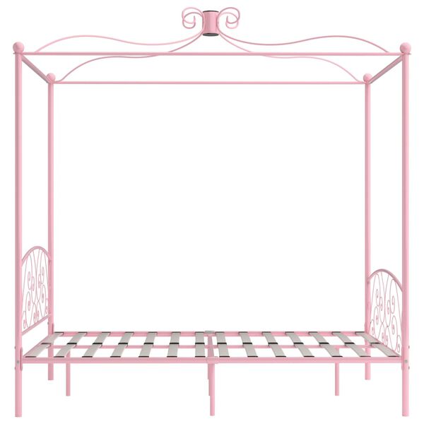 vidaXL Bed Frame Pink Metal, Plywood Double Classic/Traditional