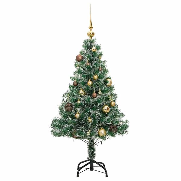vidaXL Artificial Christmas Tree 150 LEDs&Ball Set&Flocked Snow 47.2"