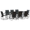 vidaXL Garden Dining Set 9 pcs Black Steel