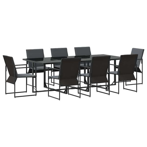 vidaXL Garden Dining Set 9 pcs Black Steel