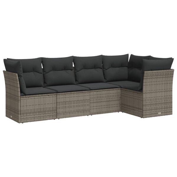 vidaXL Garden Sofa Set Grey PE rattan Large UV-resistant materials