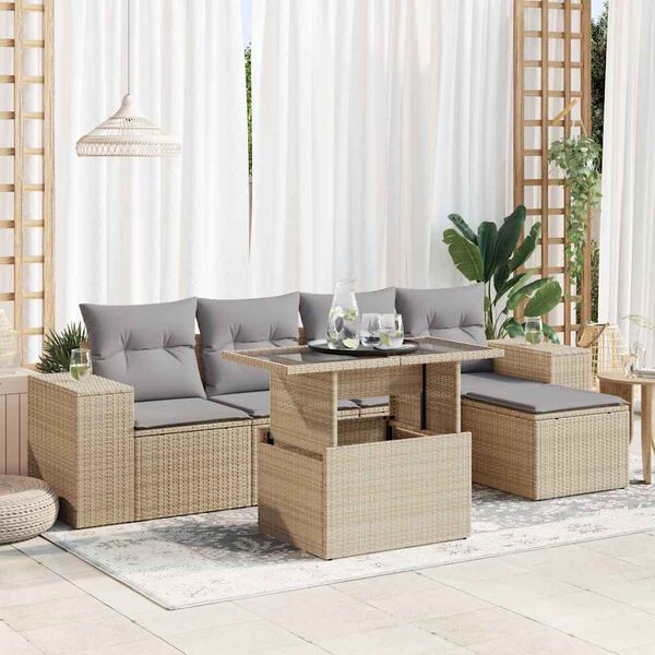 vidaXL Garden Sofa Set Beige, Light Grey