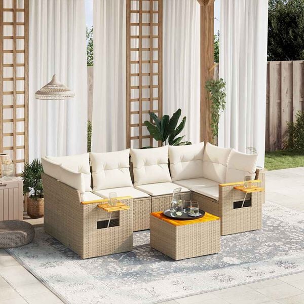 vidaXL Garden Sofa Set Beige for the sofa set, Cream white for the cushions