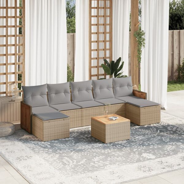 vidaXL Garden Sofa Set Beige, Light Grey