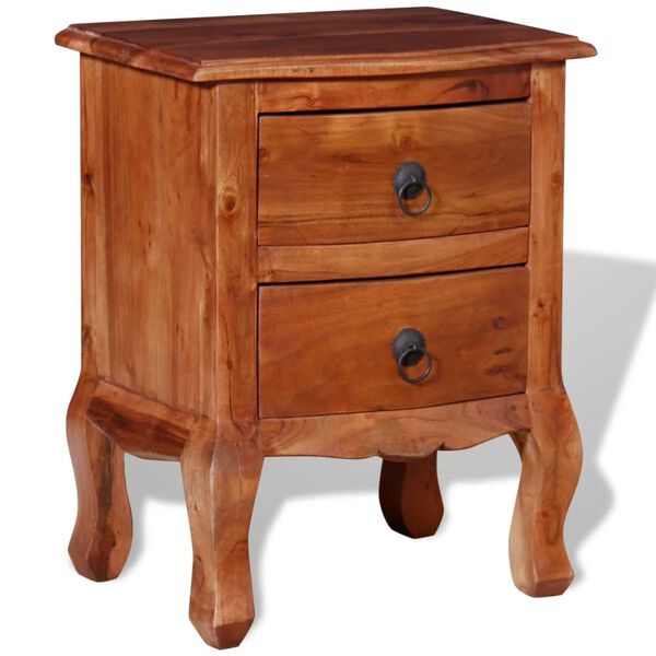 vidaXL Nightstand Brown Solid Acacia Wood Nightstand Rectangular