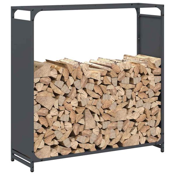 vidaXL Firewood Rack Anthracite 35.4x11.0x35.4" Cold-rolled steel