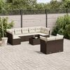 vidaXL Garden Sofa Set Brown PE Rattan Large Removable Covers