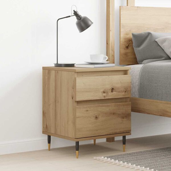 vidaXL Bedside Cabinet Artisan Oak Engineered Wood and Metal Small