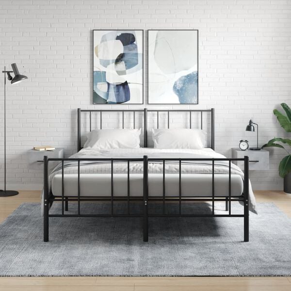vidaXL Wall-mounted Bedside Cabinets 2 pcs Concrete Grey 13.8x13.8x7.9"