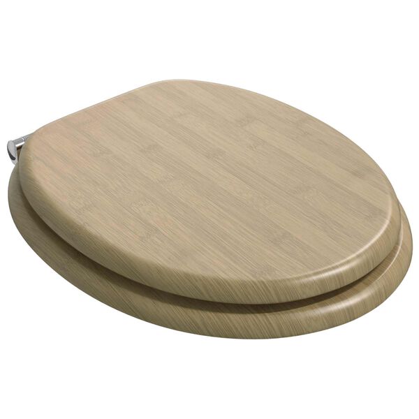 vidaXL WC Toilet Seats 2 pcs with Soft Close Lids MDF Bamboo Design (2x143926)