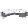vidaXL Garden Lounge Set Black PE Rattan 27.6 x 27.6 x 23.8 in Modular