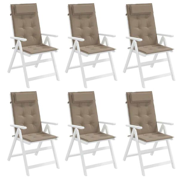 vidaXL Highback Chair Cushion Set of 6 Taupe