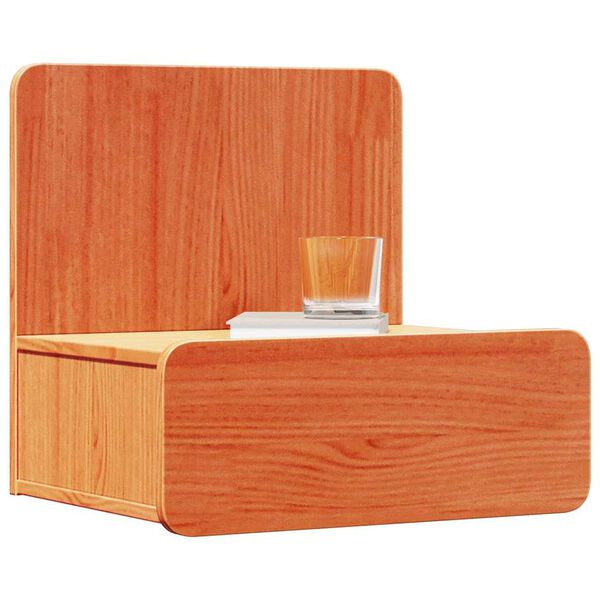 vidaXL Bedside Table with Drawer Wax Brown 17.32 x 12.80 x 15.75 in