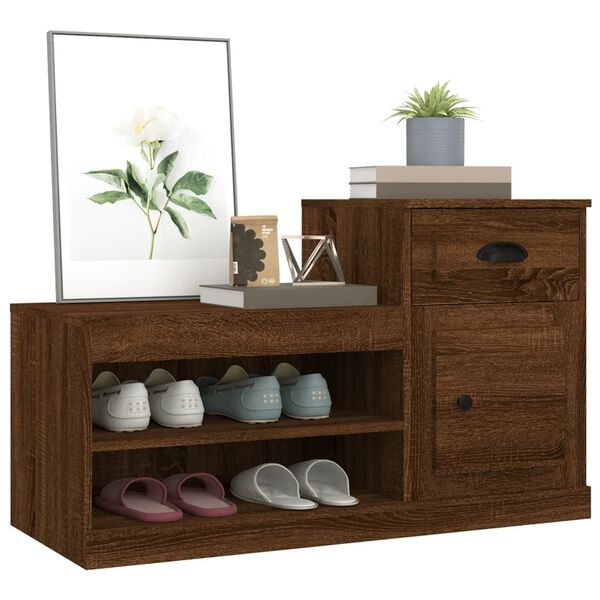 vidaXL Shoe Cabinet Brown Oak Engineered Wood Medium Shoe Cabinet