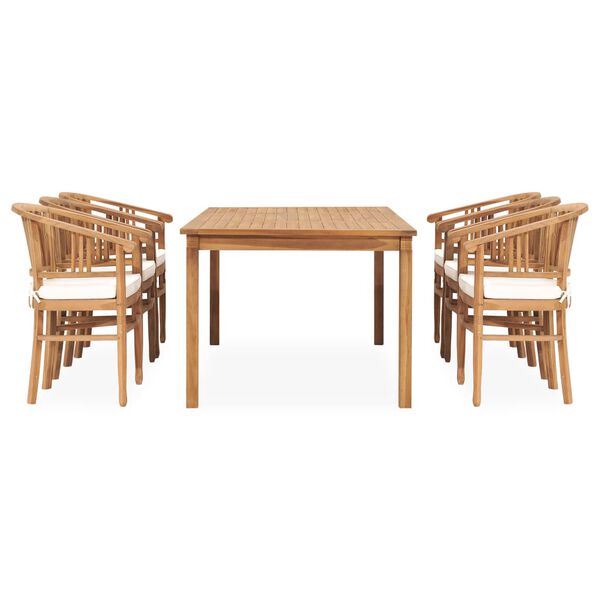 vidaXL 7 Piece Patio Dining Set with Cushions Solid Teak Wood