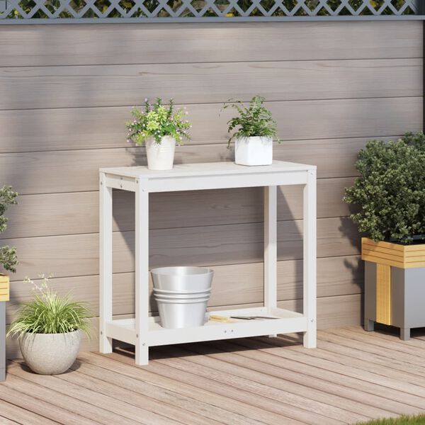 vidaXL Potting Table White Solid pine wood 32.5 x 13.8 x 29.5 in