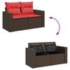 vidaXL 7 Piece Patio Sofa Set with Cushions Brown Poly Rattan