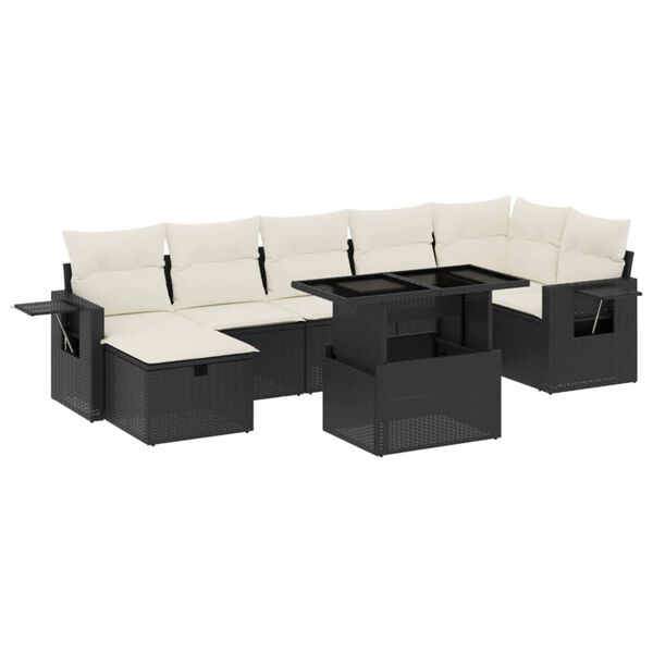 vidaXL Garden Sofa Set Black, Cream white