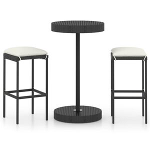 vidaXL Garden Bar Set Black PE rattan, powder-coated steel, polyester