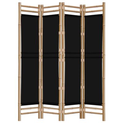 vidaXL Folding 4-Panel Room Divider 63" Bamboo and Canvas