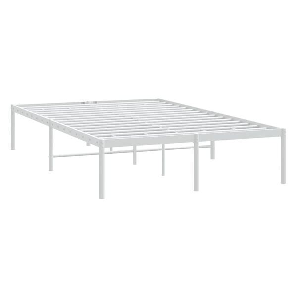 vidaXL Bed Frame White Powder-Coated Steel Small Double Bed Frame