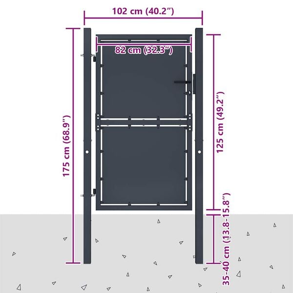 vidaXL Garden Gate Steel 39.4x49.2" Anthracite