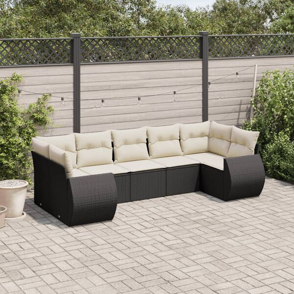 vidaXL Garden Sofa Set Black PE rattan, powder-coated steel, 100% polyester