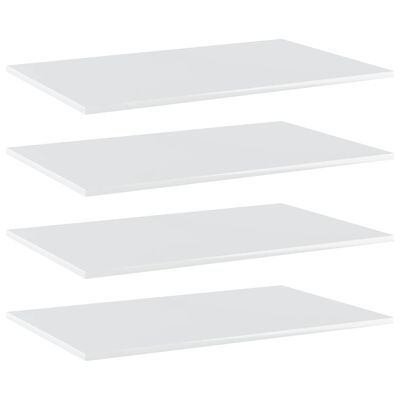 vidaXL Bookshelf Boards 4 pcs High Gloss White 31.5"x19.7"x0.6" Engineered Wood