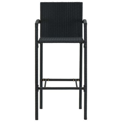 vidaXL Bar Stools 4 pcs Black Poly Rattan