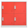 vidaXL Locker Cabinet Set of 5 Light grey and red Steel Medium
