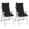 vidaXL Highback Chair Cushion Set of 2 Black Check Pattern